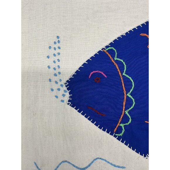 Fish Placemats Applique Embroidered Tropical Rainbow Set Of 4 Primitive Rustic - Picture 4 of 10